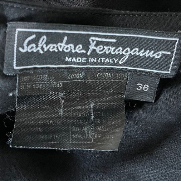 FERRAGAMO Black Halter Neck Top in Cotton Voile - Picture 9 of 11